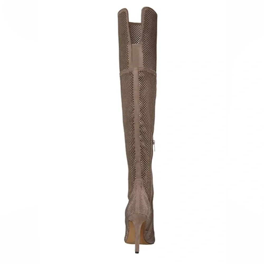 VINCE CAMUTO Kamorina Rhinestone‎ Suede Over the Knee Peep Toe Boot Size 6M/36